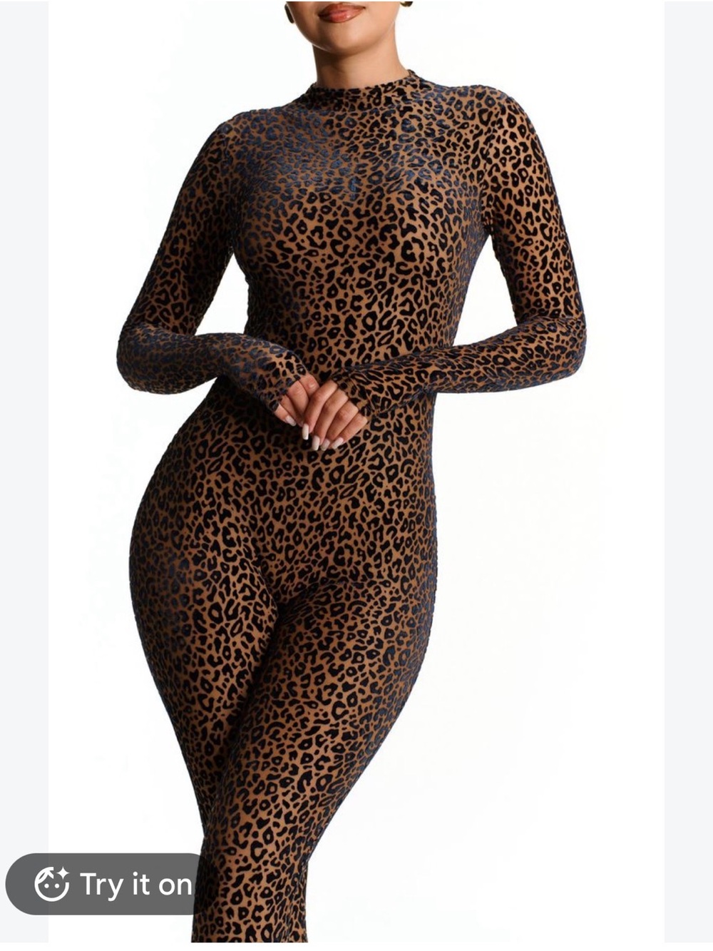 Naked wardrobe Leopard Print Long-Sleeve Bodysuit Top - Brown
